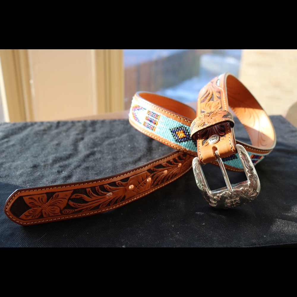 Tony Lama Beaded Western Belt